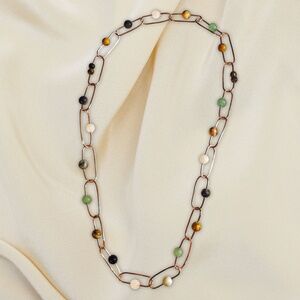 Handmade Copper & Gemstone Link Necklace - 28”